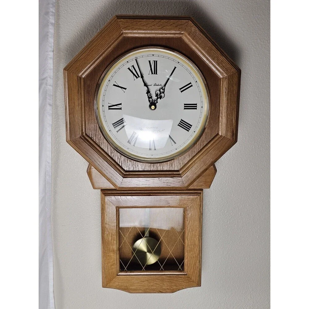 Daniel Dakota Westminster Quartz Oak Wall Clock Roman Numerals